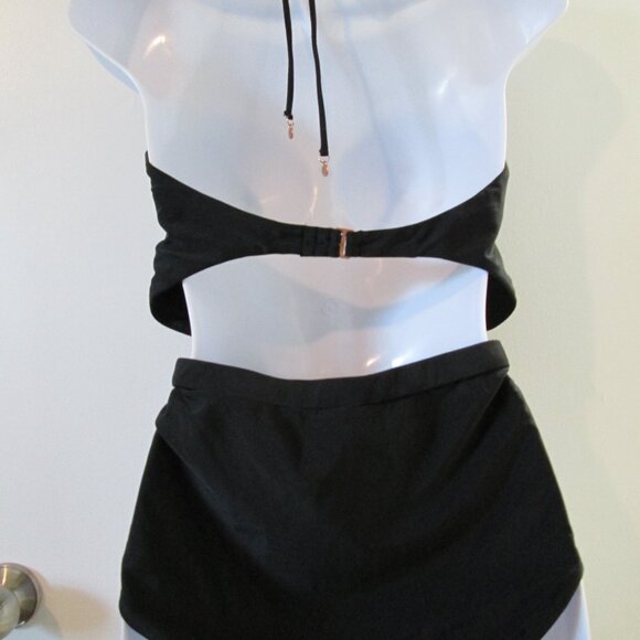 6 Shore Road by Pooja Halter Black Cutout One Piece Swimsuit Size L - Picture 3 of 6